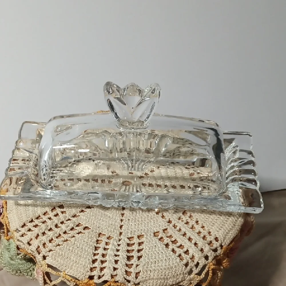 Saks Fifth Avenue Clear Glass Butter Dish